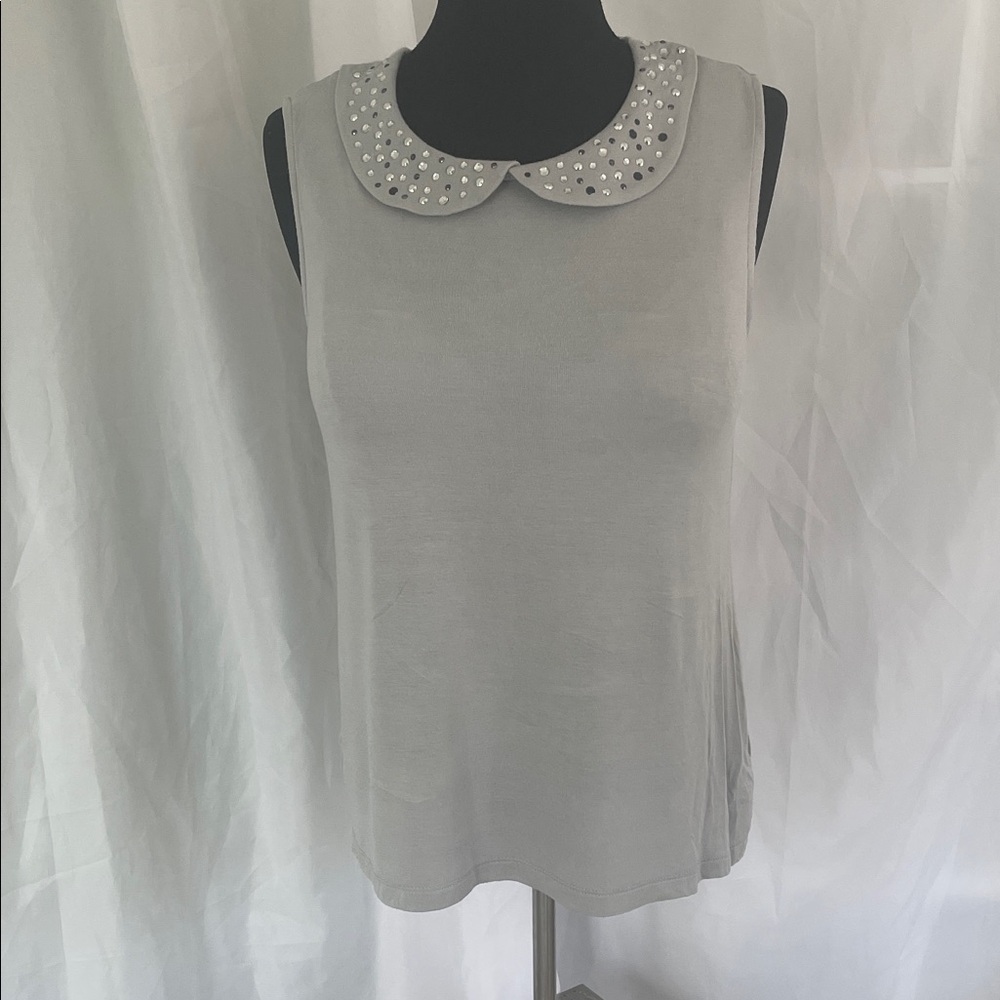 George Light Gray Sleeveless Blouse with Embellished Collar Size (4/6)